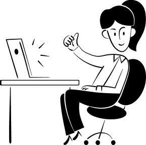 illustration of woman sitting at computer using notion